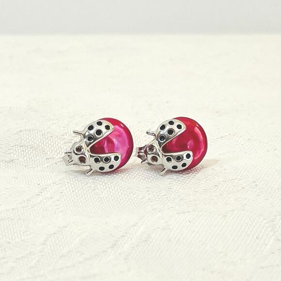 HONORA Sterling Silver Coin Pearl Ladybug EARRINGS BRACELET Stud Cultured Pearls - Picture 5 of 10